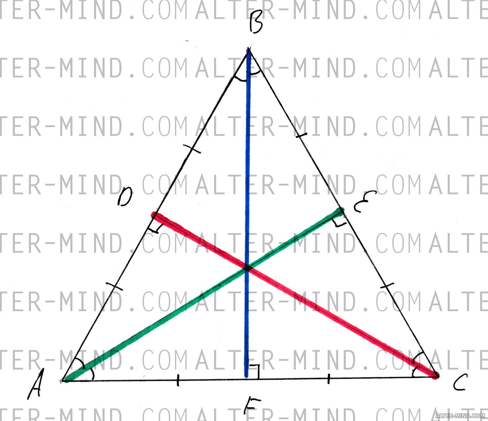 Равносторонний треугольник Медиана биссектриса и высота. Высота и Медиана в равнобедренном треугольнике. Пересечение высот в равнобедренном треугольнике. Медиана в правильном треугольнике.